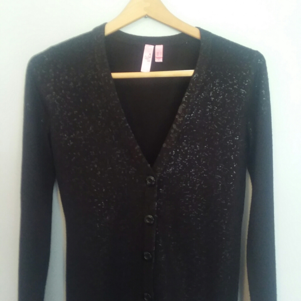 DOLLED UP Black Cardigan Sweater Button Down